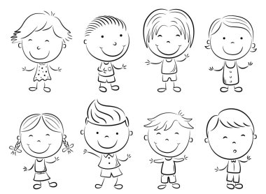 Mutlu çocuk çizgi film doodle