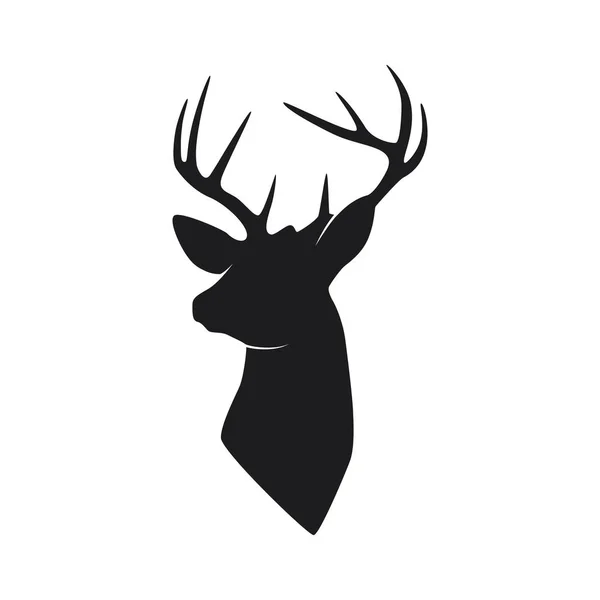 Silhouette Head Deer Isolated White Background — Stock Vector
