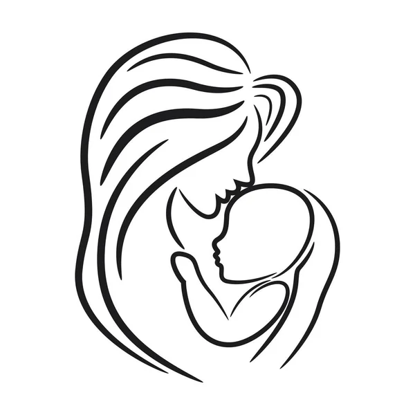 Mutter Und Ihr Baby Symbol — Stockvektor