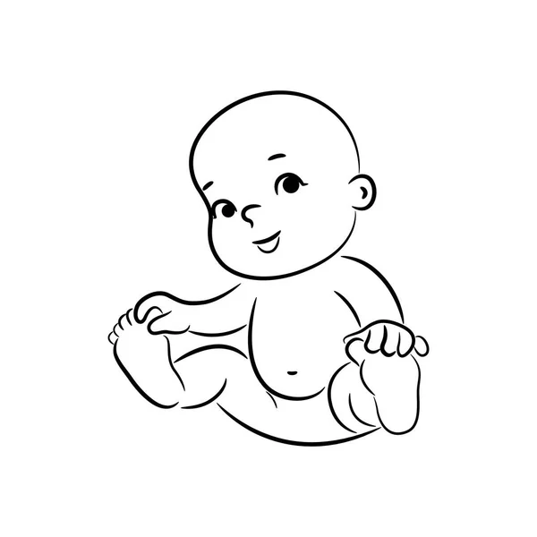 Pequeño Bebé Divertido Sonriendo — Vector de stock