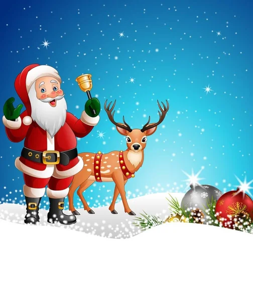 Weihnachten Hintergrund Mit Weihnachtsmann Klingelt Glocke — Stockvektor