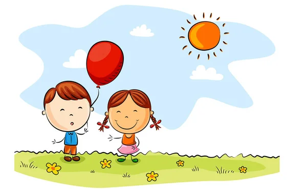 白色背景下的快乐儿童卡通 — 图库矢量图片