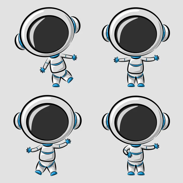 Смішний Маленький Космонавт Ізольований Білому Тлі — стоковий вектор