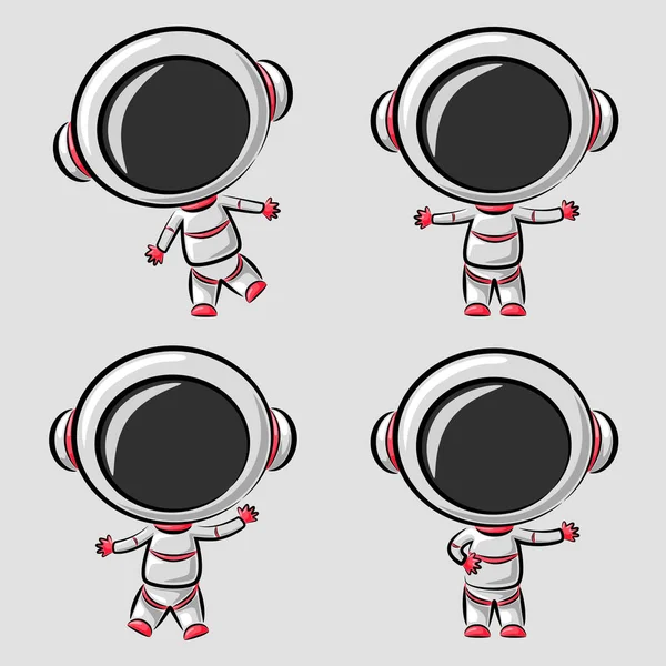 Funny Little Astronaut Differences Poses — Stock Vector