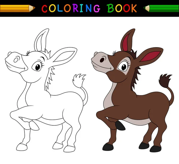 Libro Para Colorear Burro Dibujos Animados — Archivo Imágenes Vectoriales