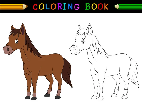 Γελοιογραφία Άλογο Χρωματίζοντας Βιβλίο — Διανυσματικό Αρχείο