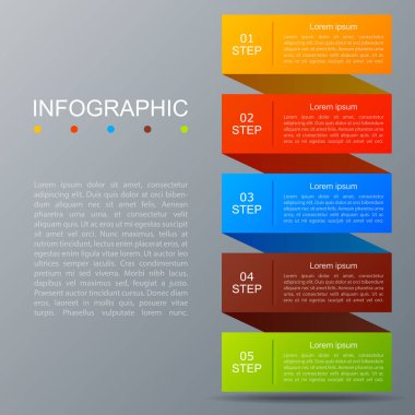Infographic şeritte beş seçenek modern moda kronolojisi