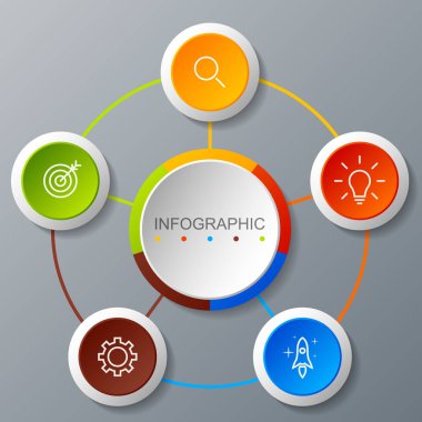 Infographic dairesel seçeneği afiş ile 5 adım