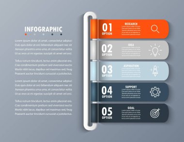 Infographic öğeleri beş seçenek modern moda kronolojisi