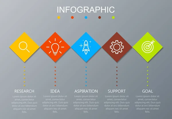 Idősor Infographics Tervezősablon Lehetőségek — Stock Vector