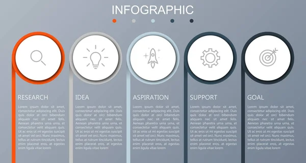 Παρουσίαση Των Infographics Επιχειρήσεων Βήματα — Διανυσματικό Αρχείο
