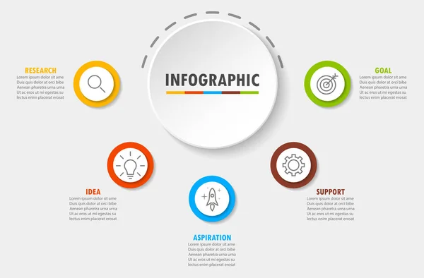 Nowoczesny Sposób Infografikę Pięć Opcji — Wektor stockowy