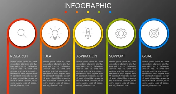 Παρουσίαση Των Infographics Επιχειρήσεων Βήματα — Διανυσματικό Αρχείο