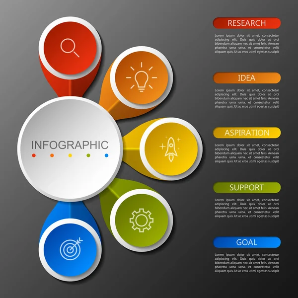 Infographics Cirkel Design Med Alternativ — Stock vektor