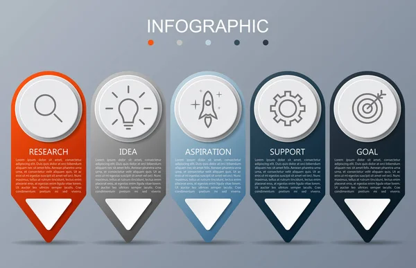 Infografik Vorlage Mit Pfeil Auf Grauem Hintergrund — Stockvektor