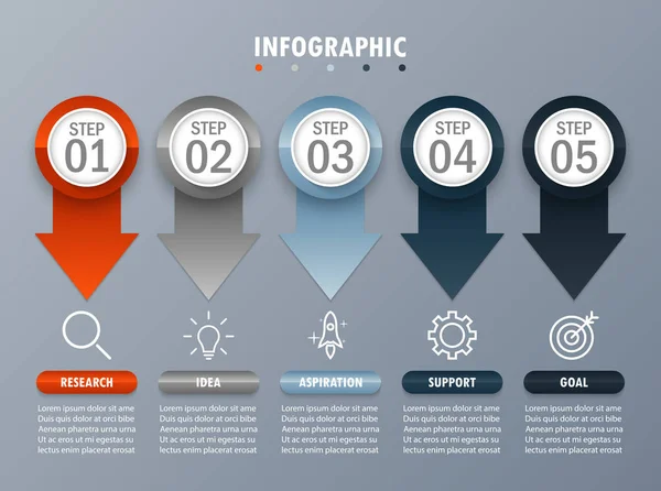 Negócios Infográfico Seta Moderna Passo — Vetor de Stock