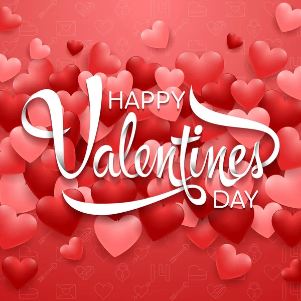 Tarjeta Felicitación Del Día San Valentín Con Corazones Sobre Fondo — Archivo Imágenes Vectoriales