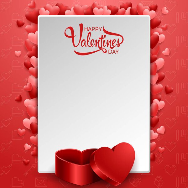 День святого Валентина фон с чистой бумагой и красным сердцем подарочная коробка
