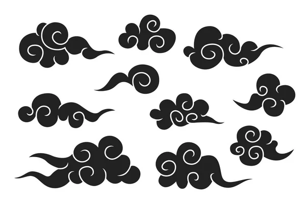 Collection Symboles Nuages Noirs Chinois — Image vectorielle