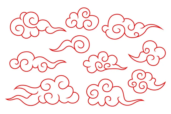 Collection Symboles Nuage Rouge Chinois — Image vectorielle