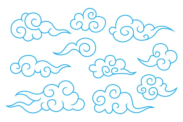 Collection Symboles Nuage Bleu Chinois — Image vectorielle