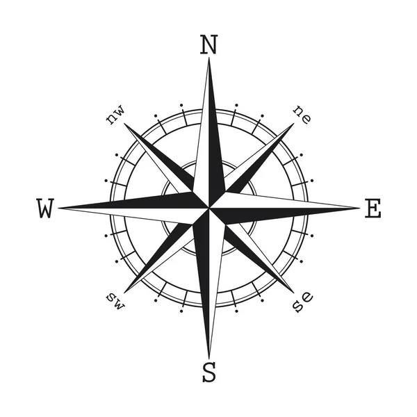 Kompas Pictogram Geïsoleerd Witte Achtergrond — Stockvector