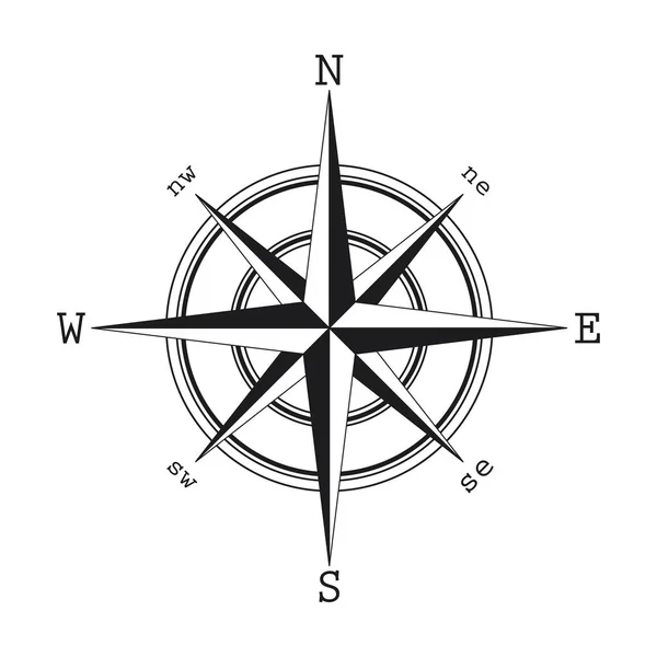 Kompass Ikonen Isolerad Vit Bakgrund — Stock vektor