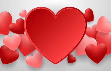 Mutlu Sevgililer günü beyaz zemin üzerine kırmızı kalpli