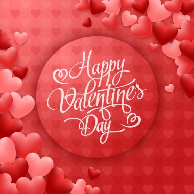 Sevgililer günü tebrik kartı kırmızı zemin üzerine yürekleri