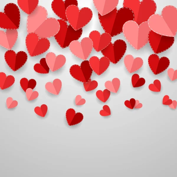 Beyaz Arka Planda Kırmızı Kalpli Sevgililer Günü Tebrik Kartı — Stok Vektör