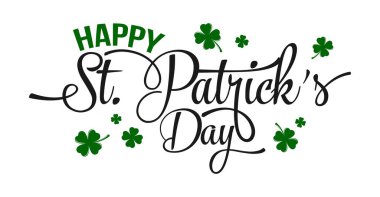 Tipografik Aziz Patrick günü tebrik kartı