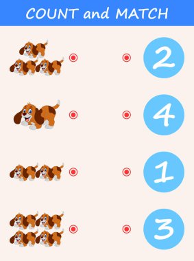 Köpek çizgi film sayısı ve maç. Matematik Eğitim oyun çocuklar için