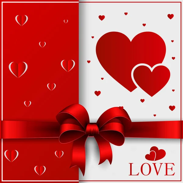 Ημέρα Του Αγίου Βαλεντίνου Ευχετήριες Κάρτες Κοπεί Έξω Καρδιά Κορδέλα — Διανυσματικό Αρχείο