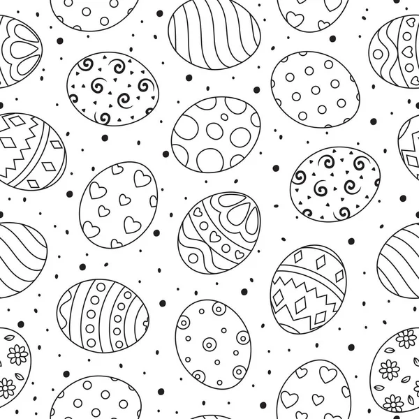 Doodle Páscoa Ovos Conjunto Coleção Fundo Branco —  Vetores de Stock