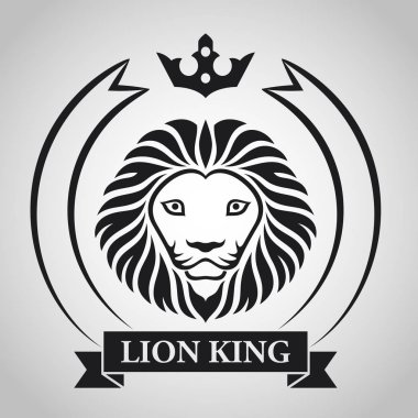 Kara Kral aslan baş maskotu beyaz arka plan üzerinde