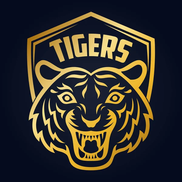 Gold Tiger Head Mascot — Stock Vector