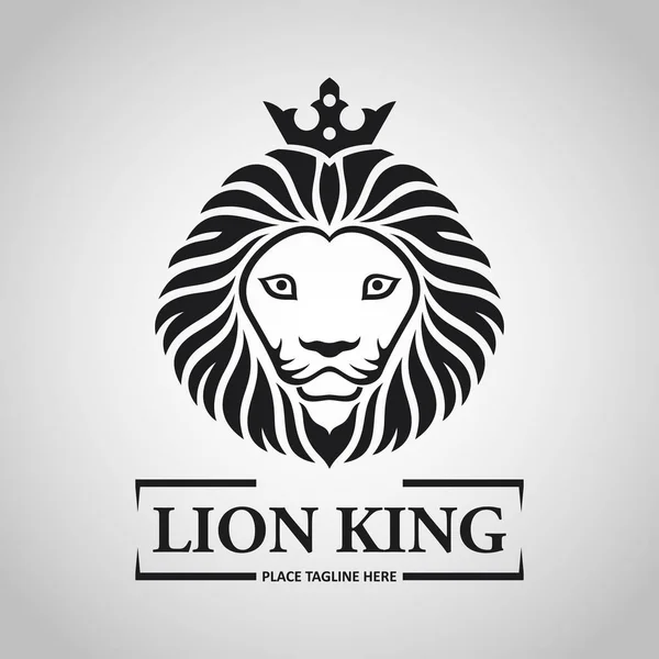 Black Lion King Head Mascot White Background — Stock Vector