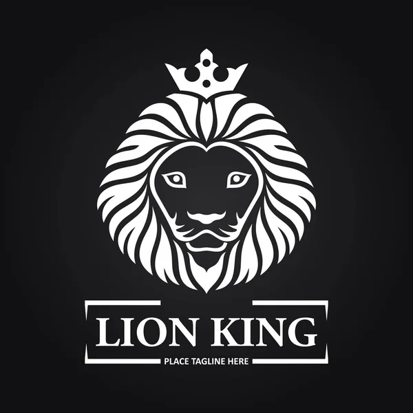 White Lion King Head Mascot Black Background — Stock Vector