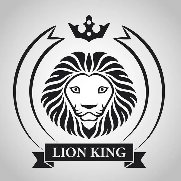 Black King Lion Head Mascot White Background — Stock Vector