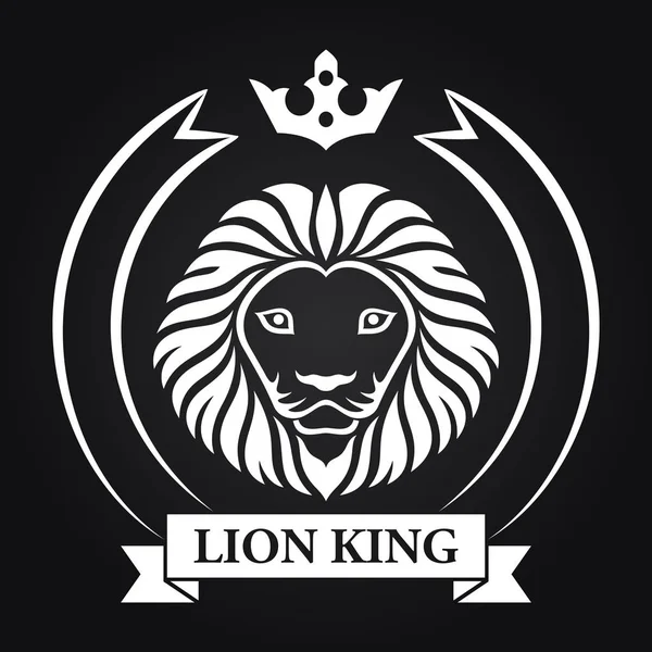 King Lion Head Mascot Black Background — Stock Vector