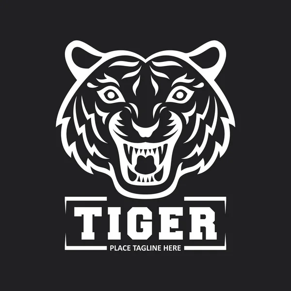 Tiger Head Mascot Black Background — Stock Vector