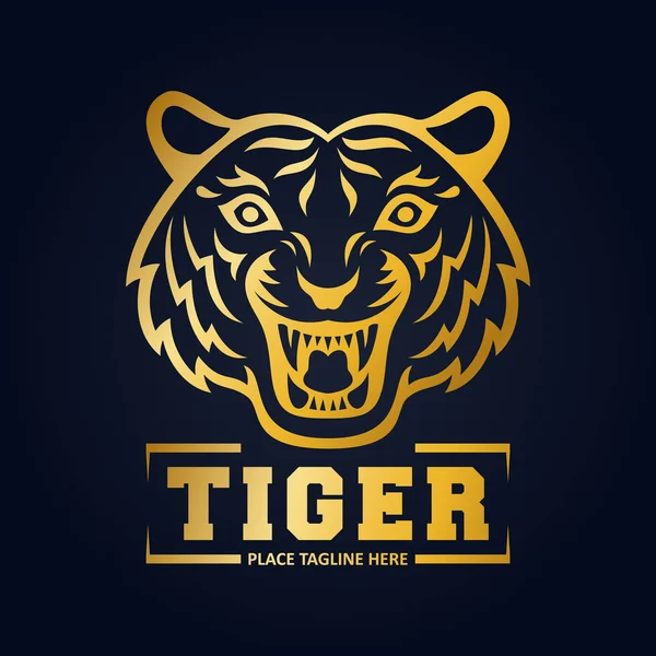 Gold Tiger Head Mascot — Stock Vector