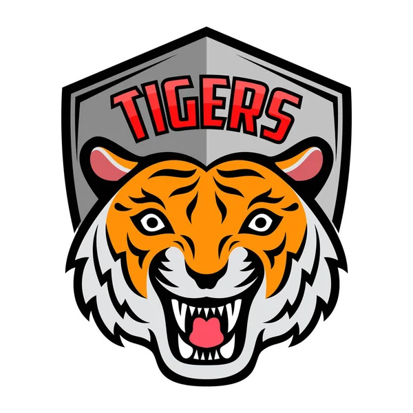 Mascot Orange White Tiger Head Shield Background — Stock Vector