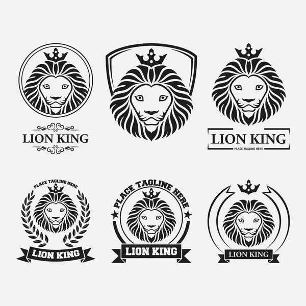 Lion Head Mascot Set Collection White Background — Stock Vector