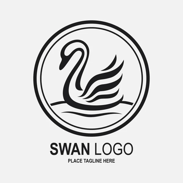 Swan Ikona Szablonu Projektu Czarny Łabędź Ikon — Wektor stockowy