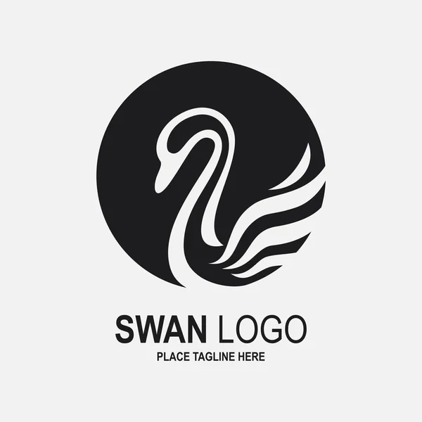 Plantilla Diseño Icono Cisne Blanco Negro — Archivo Imágenes Vectoriales