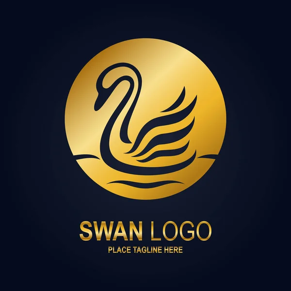 Plantilla Diseño Icono Cisne Icono Cisne Dorado — Archivo Imágenes Vectoriales