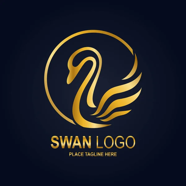Swan Ikona Szablonu Projektu Ikona Złoty Łabędź — Wektor stockowy