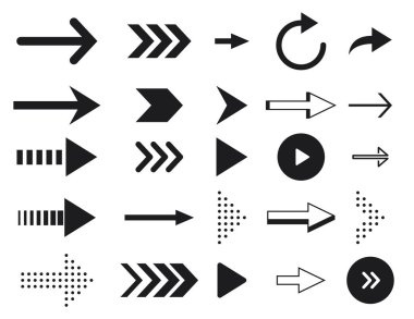 Koleksiyon ok siluet beyaz arka plan üzerinde