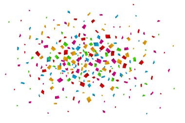 Beyaz zemin üzerine düşen renkli konfeti